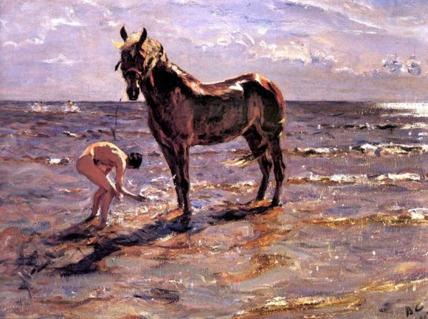 V. A. Serov (1865 - 1911) - Koupání koně (1905)